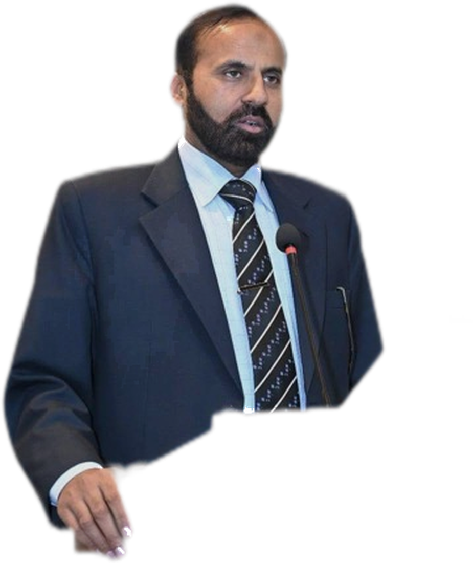 Dr. Muntazar Mehdi speaking at a university podium